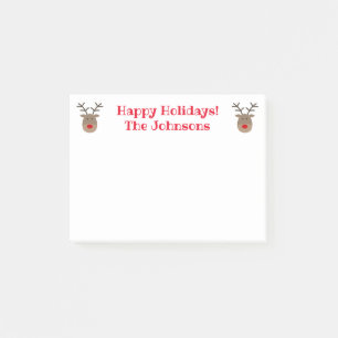 Cute Christmas reindeer custom Holiday Post-it Notes