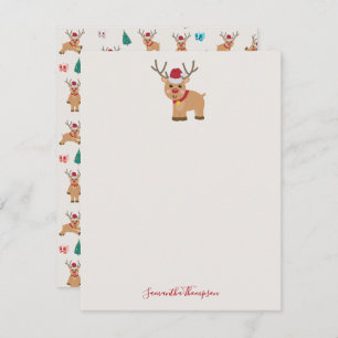 Cute Christmas Reindeer Custom Name Card