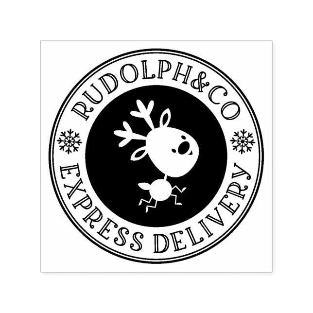 Cute Christmas Reindeer Express Delivery Self-inking Stamp (Design)