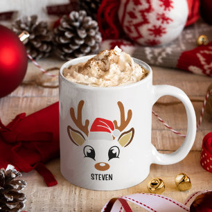 Cute Christmas reindeer face Coffee Mug