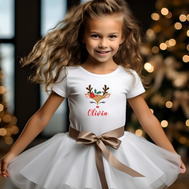 Cute Christmas Reindeer Girl Baby T-Shirt (Creator Uploaded)