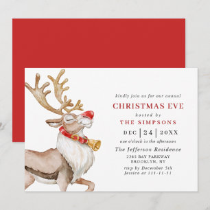 Cute Christmas Reindeer Holiday CHRISTMAS EVE Invitation