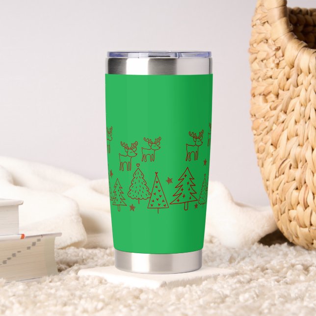 Cute Christmas Reindeer 'Holly Jolly'  Insulated Tumbler (Living Room (Rotated))