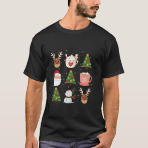 Cute Christmas Reindeer Hot Cocoa Christmas Santa  T-Shirt