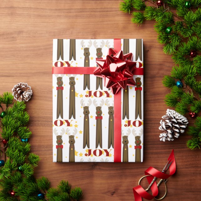 Cute Christmas Reindeer Joy Wrapping Paper (Holiday Gift)