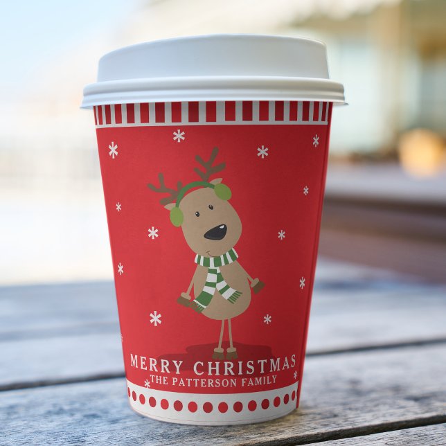 Cute Christmas Reindeer Kids Winter Personalised Paper Cups (Creator Uploaded)