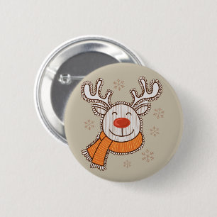 Cute Christmas Reindeer Merry Christmas Winter 6 Cm Round Badge