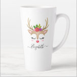 Cute Christmas Reindeer Mug<br><div class="desc">A cute reindeer face with flowers decorates this mug. Makes a cute Christmas gift for a girl. Personalise this unique mug for a girl you know. Designed for you by Blackberry Boulevard.</div>