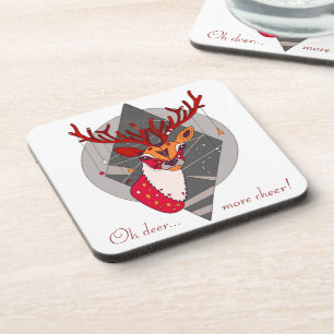 Cute Christmas Reindeer (oh deer... more cheer!) Coaster