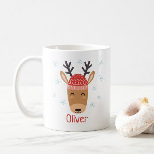 Cute Christmas Reindeer Personalised Christmas Mug