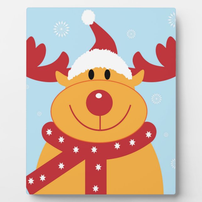 Cute Christmas Reindeer Plaque (Front)