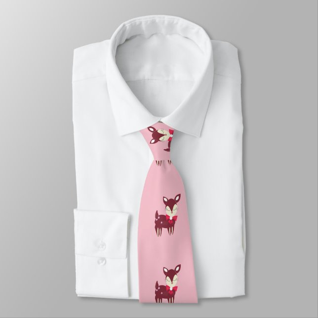Cute Christmas Reindeer Repeat Pattern Tie (Tied)