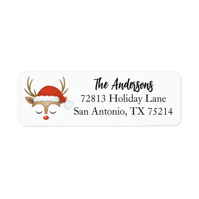 Cute Christmas Reindeer Return Address Label (Front)