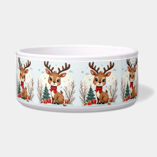Cute Christmas Reindeer Scene Snowy Forest Pet