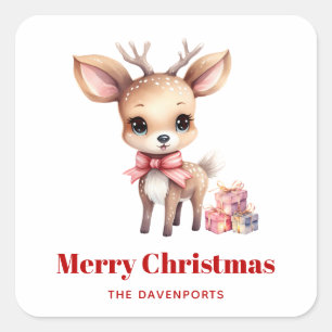 Cute Christmas Reindeer Square Sticker