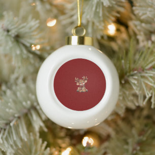 Cute Christmas Reindeer Sticker – Kawaii Winter Ceramic Ball Christmas Ornament