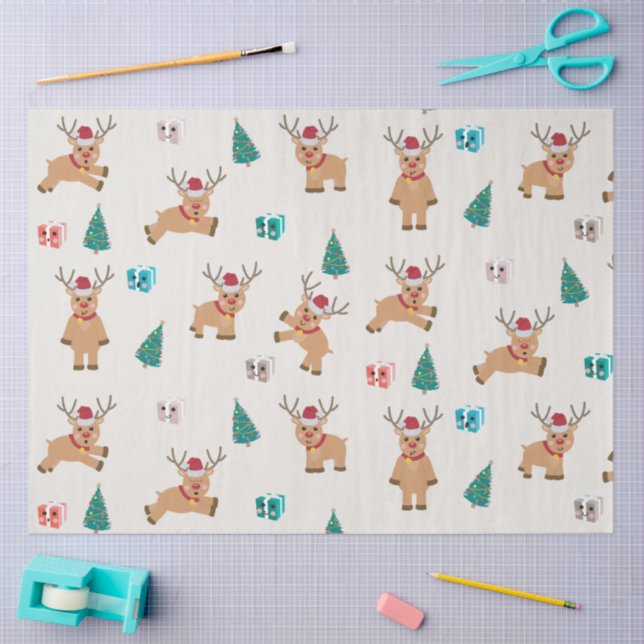 Cute Christmas Reindeer  Tissue Paper (Craft)