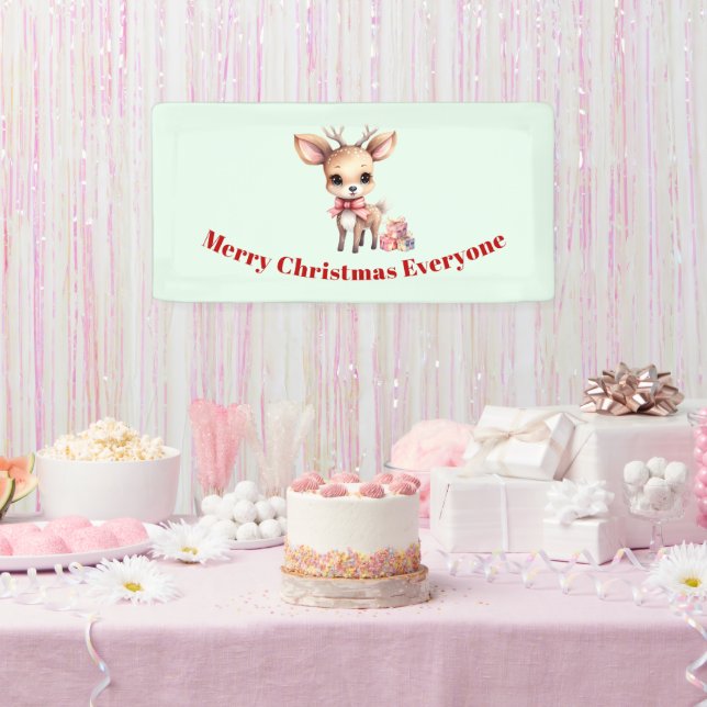 Cute Christmas Reindeer with Holiday Gifts Banner (Party)