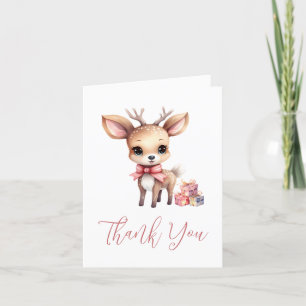 Cute Christmas Reindeer with Holiday Gifts Thank You Card