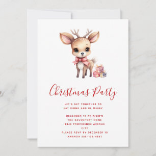 Cute Christmas Reindeer with Holiday Presents Invitation