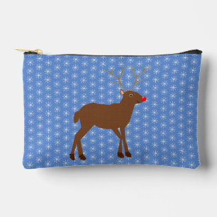Cute Christmas Reindeer with Red Nose Accessory Pouch