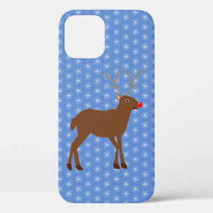 Cute Christmas Reindeer with Red Nose iPhone 12 Case