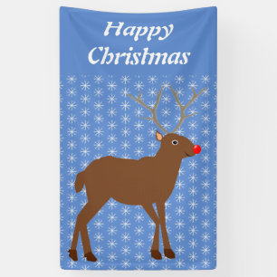 Cute Christmas Reindeer with Red Nose Custom Banner