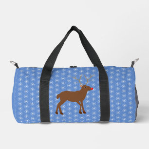 Cute Christmas Reindeer with Red Nose Duffle Bag