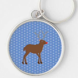 Cute Christmas Reindeer with Red Nose  Key Ring