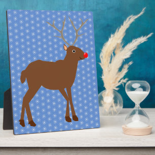 Cute Christmas Reindeer with Red Nose Plaque