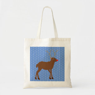 Cute Christmas Reindeer with Red Nose Tote Bag