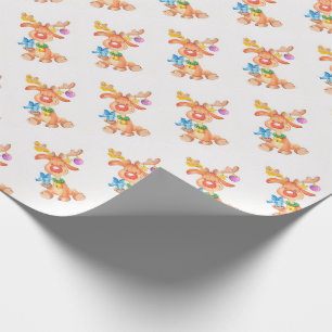Cute Christmas Reindeers Wrapping Paper