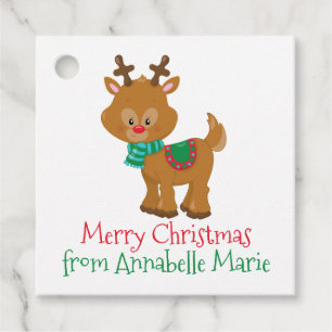 Cute Christmas Reinder Customised Kids Party Favour Tags