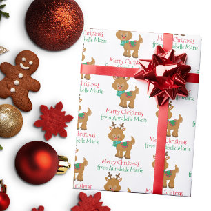 Cute Christmas Reinder Customised Kids Party Wrapping Paper