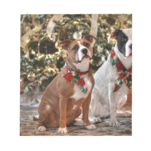 Cute Christmas Rescue Pitbull and America Bull Dog Notepad