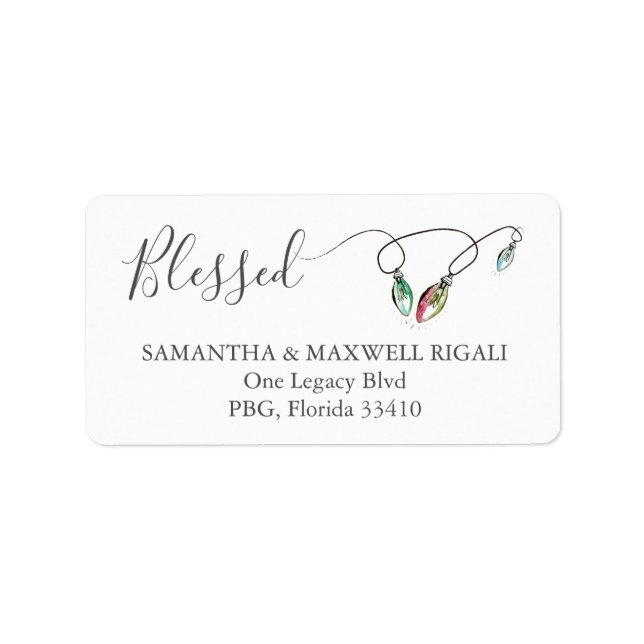 Cute Christmas Return Address Labels Blessed (Front)