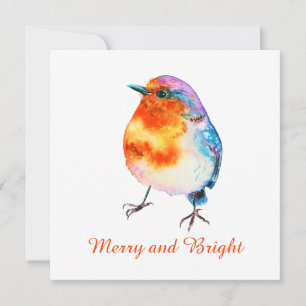 Cute Christmas Robin Merry and Bright Card