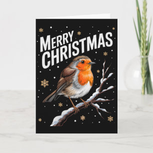 Cute Christmas Robin Merry Xmas Snow Scene Gardene Card