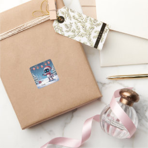 Cute Christmas robot gift tag stickers
