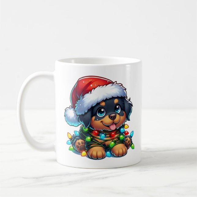 Cute Christmas Rottweiler Mug (Left)
