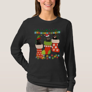 Cute Christmas Rottweiler Sock Xmas Reindeer Santa T-Shirt