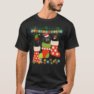 Cute Christmas Rottweiler Sock Xmas Reindeer Santa T-Shirt