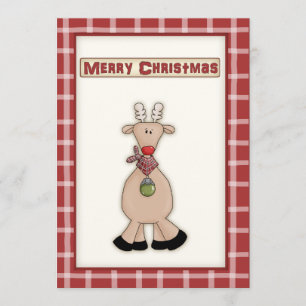 Cute Christmas Rudolf the Red Nose Reindeer Party Invitation