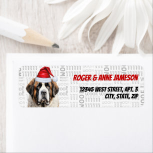 Cute Christmas Saint Bernard Dog Return Address Label