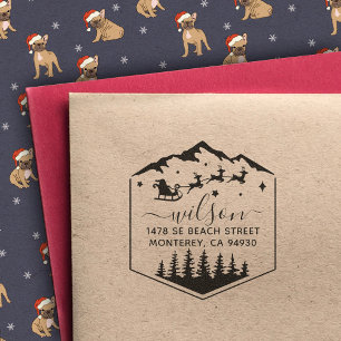 Cute Christmas Sant Claus Return Rubber Stamp