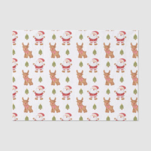Cute Christmas Santa and Reindeer Festive Tissue Paper