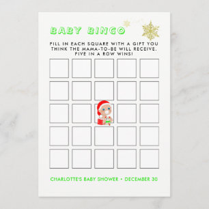 Cute Christmas Santa Baby Baby Shower Bingo Game Invitation