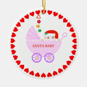 Cute Christmas Santa Baby Ceramic Ornament