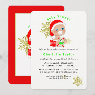 Cute Christmas Santa Baby Shower Invite
