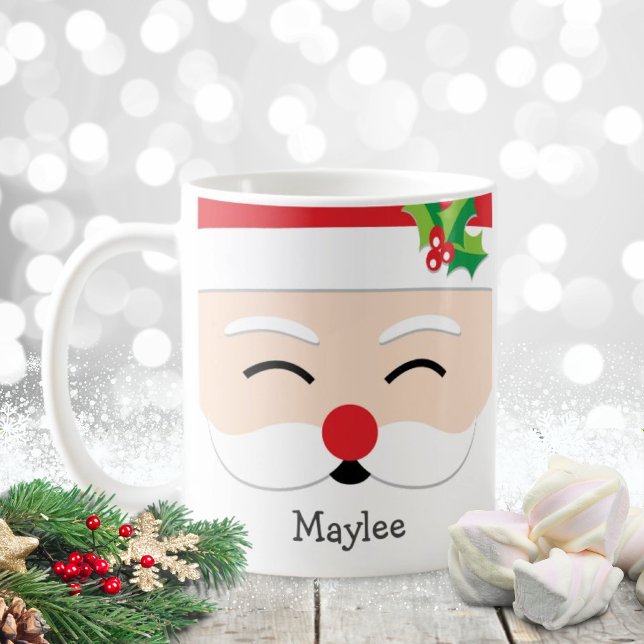 Cute Christmas Santa Claus Face Holiday Coffee Mug (Creator Uploaded)